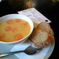 big pea soup for 50czk at Pracovna in Prague