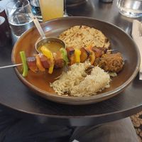 Skewered sticky soy glazed butternut squash at Castle Hotel in Conwy