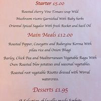 Vegan menu  at Castle Hotel in Conwy
