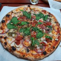 Vegan pizza with red onions instead of olives at Cobblestone Joes in Limerick