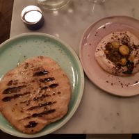 Flatbread with tahini dip at Yes Yes Yes in Helsinki