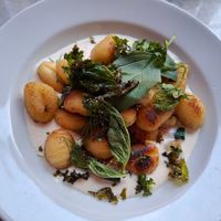 August 2025 - Gnocchi, zucchini, kale, arrabiata, chilli, bechamel, seasonal greens at Yes Yes Yes in Helsinki