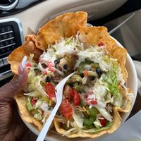 Taco bowl with grilled veggies, pinto beans, black beans, lettuce , tomato and vegan cheese and salsa  at Nacho Taco in Jacksonville