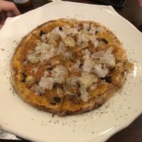 Pescatore pizza - small but tasty, would recommend at Future Food Cafe Restaurant Tubu Tubu in Tokyo