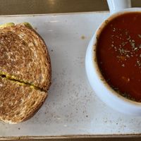 Grilled Cheese with Fresh Tomato Soupp  at The Moth Cafe - Downtown in Edmonton