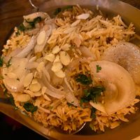 Onion rice with almonds and coriander  at Lassani in Courbevoie
