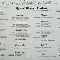 Menu ~ April 2018 at Nicola's Cantina in Nelson