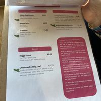 Menu for dogs   at Kibble Bakery in Skipton