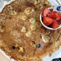 Vegan Dutch with banana and strawberries   at Pancakes - Prins Hendrikkade in Amsterdam
