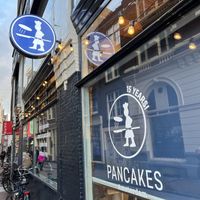 outside #Veganuary at Pancakes - Prins Hendrikkade in Amsterdam