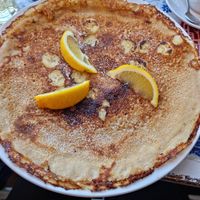 Vegan pancake with lemon, sugar and banana. at Pancakes - Prins Hendrikkade in Amsterdam