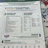 vegan/allergen menu  at Pancakes - Prins Hendrikkade in Amsterdam