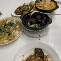 hor fun, black bean bittergourd, curry veg, vinegar ‘pork’, mee sua  at SHU Vegetarian 蔬方斋 in West Singapore