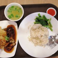 Vegetarian chicken and char siew  rice at Maitree Cafe 慈素轩 in Central Singapore