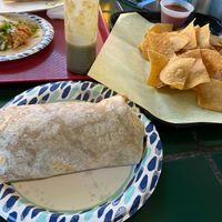Vegan Burrito, Chips at Las Palmas Taco Bar in Santa Cruz