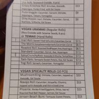 Sushi menu  at Zen of Sushi in Port St Lucie