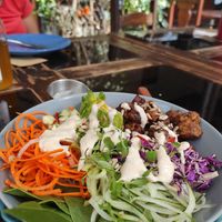 Veggie bowl at La Bruja Vegan Foods in Antigua
