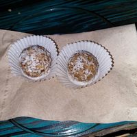 Dessert balls at La Bruja Vegan Foods in Antigua