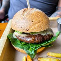Seitan burger   at La Bruja Vegan Foods in Antigua