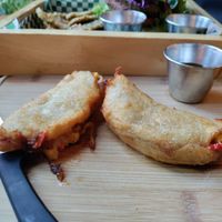Yummy empanadas at La Bruja Vegan Foods in Antigua