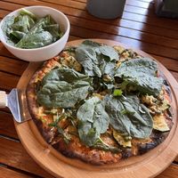 Self created pizza   at La Bruja Vegan Foods in Antigua