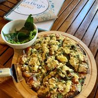 Beyond Chicken and Cashew Cheese piled high with everything else😄 at La Bruja Vegan Foods in Antigua