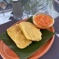 tamales  at La Bruja Vegan Foods in Antigua