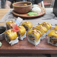 Sushi y plato tradicional   at La Bruja Vegan Foods in Antigua