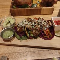 Tacos de tempeh ahumado at La Bruja Vegan Foods in Antigua