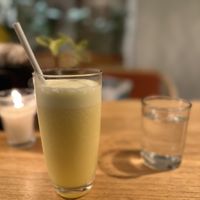 Jugo de Jengibre, Naranja y Piña  at La Bruja Vegan Foods in Antigua