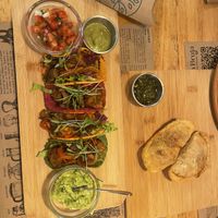 Seitan + mushroom tacos   at La Bruja Vegan Foods in Antigua