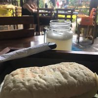 Perfect sandwich and lemonade for a midday oasis. at La Bruja Vegan Foods in Antigua