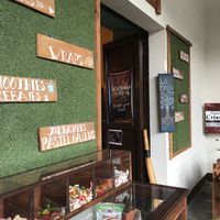 Outside of shop at La Bruja Vegan Foods in Antigua