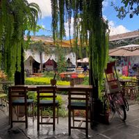 Beautiful courtyard setting at La Bruja Vegan Foods in Antigua