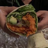 Vegan wrap with lentils at La Bruja Vegan Foods in Antigua
