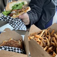 Look at that burger!  at Santana's Vegan Grill in Colorado Springs