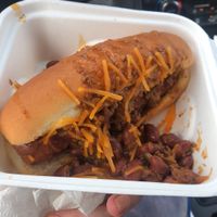 Loaded chili dog at Santana's Vegan Grill in Colorado Springs