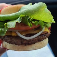 Deluxe bacon cheeseburger at Santana's Vegan Grill in Colorado Springs