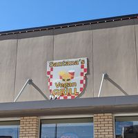 Outside the restaurant at Santana's Vegan Grill in Colorado Springs