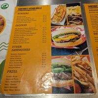 The menu at Santana's Vegan Grill in Colorado Springs