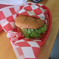 Deluxe chicken sandwich at Santana's Vegan Grill in Colorado Springs