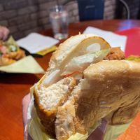 Chicken sandwich – three chicken pieces!  at Santana's Vegan Grill in Colorado Springs