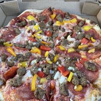 Combination pizza. Perfect for 2!  at Santana's Vegan Grill in Colorado Springs