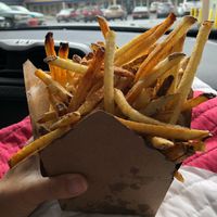 Huge fry!! at Santana's Vegan Grill in Colorado Springs
