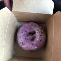 The donut of the day! Tastes just as good as a voodoo donut. at Santana's Vegan Grill in Colorado Springs