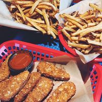 Buffalo Chick’n tenders. at Santana's Vegan Grill in Colorado Springs