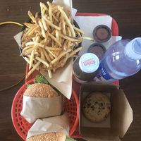 Burgers, Fries, and Cookies.  at Santana's Vegan Grill in Colorado Springs