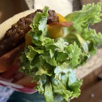 Deluxe bacon cheeseburger at Santana's Vegan Grill in Colorado Springs