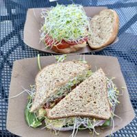 Tofu burger (top) and toasted eggless (bottom)  at Watson's Veggie Garden in Visalia