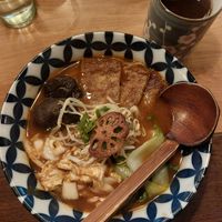 Spicy tofu ramen with inari instead of silken tofu at Umaii Ramenbar in Leipzig